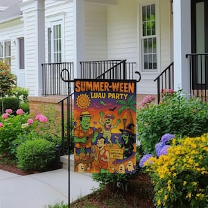Summerween Beach Garden Flag: Halloween Skeleton Decor