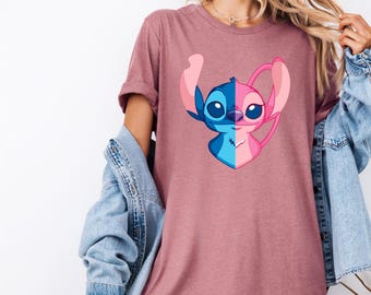 Stitch And Angel Shirt, Disney Valentines Day, Disney Couple Shirt, Women's Disney Shirt, Stitch Shirt, Angel Shirt, Best Couple Gift