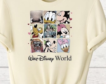 Camiseta vintage de Walt Disney, camisetas de Mickey y sus amigos de Disneyworld, camisetas para viajes familiares a Disney, regalo retro de Disneyworld, camisetas familiares de Disney