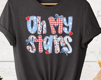 Oh My Stars Shirts, Red White Blue Vintage T-Shirt, Funny Memorial Day Shirt, Trendy Independence Day Gift, Patriotic Oh My Stars Tees