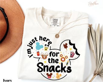 Comfort Colors I'm Just Here For The Snacks T-Shirt, Disney Trip Tee, Disney Snacks Gift Tee, Cute Disneyland Tee, Disneyworld Vacation Tee