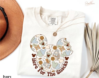 Camiseta "Colores cómodos aquí para los bocadillos", camiseta de comida Disney, camiseta de vacaciones en Disney World, camiseta de Mickey y sus amigos, camiseta de regalo de bocadillos Disney