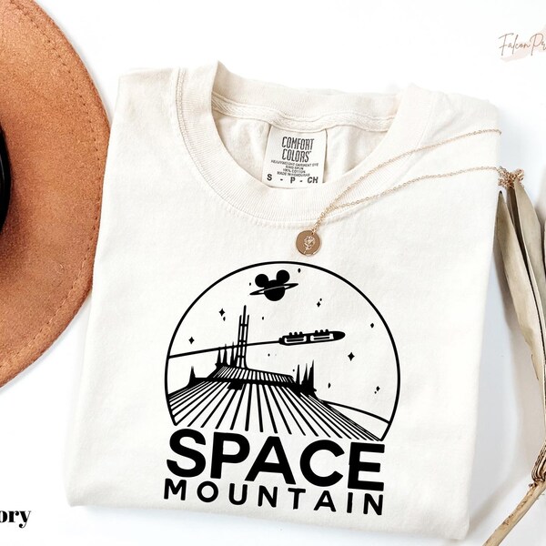 T-shirt Disney Comfort Colors Space Mountain, T-shirt sur le thème de l'espace Disney, T-shirt de l'espace Dsney, cadeau vacances en famille Disney, T-shirt Disneyworld
