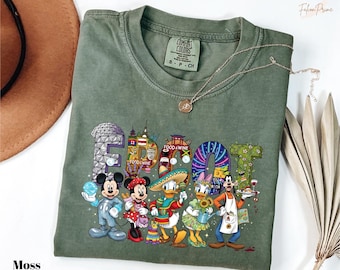 Comfort Colors® Mickey And Friends Epcot Center Tee, Disney Epcot World Tour Gift T-Shirt, Disney Characters Epcot Shirt, Disney Family Tee