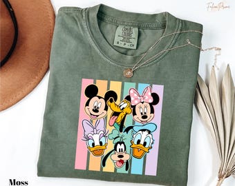 Comfort Colors Disney All Characters Tees, Retro Disney Characters Shirt, Mickey And Friends Gift, Disney Family Tees, Disney Matching Shirt