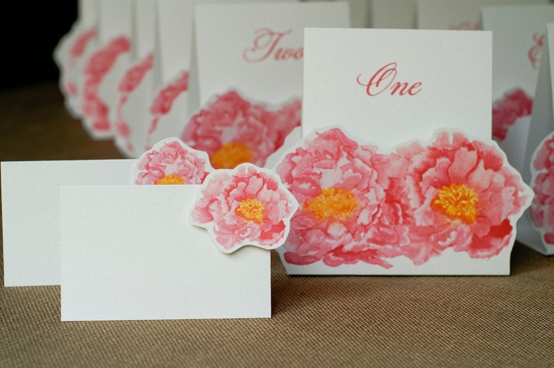 Peony Place cards for events weddings parties and holiday entertaining