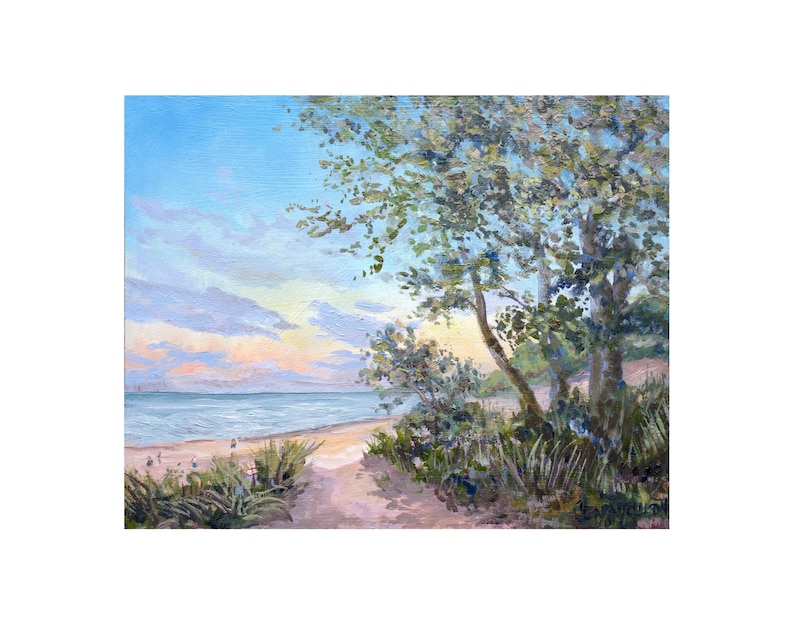 Arkivkonsttryck från "Sista sommaren" av en solnedgång vid Michigansjön eller stranden bild 1
