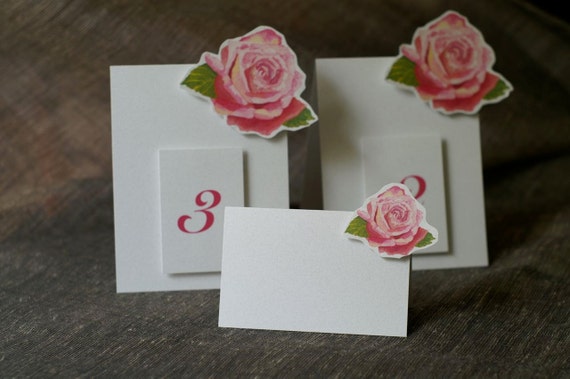 Items similar to Pink Rose Place Card Escort Card
