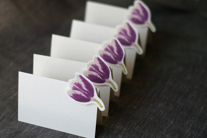 Gift Card Table Number Card Menu Card -weddings events Place Card Dark Purple Tulip