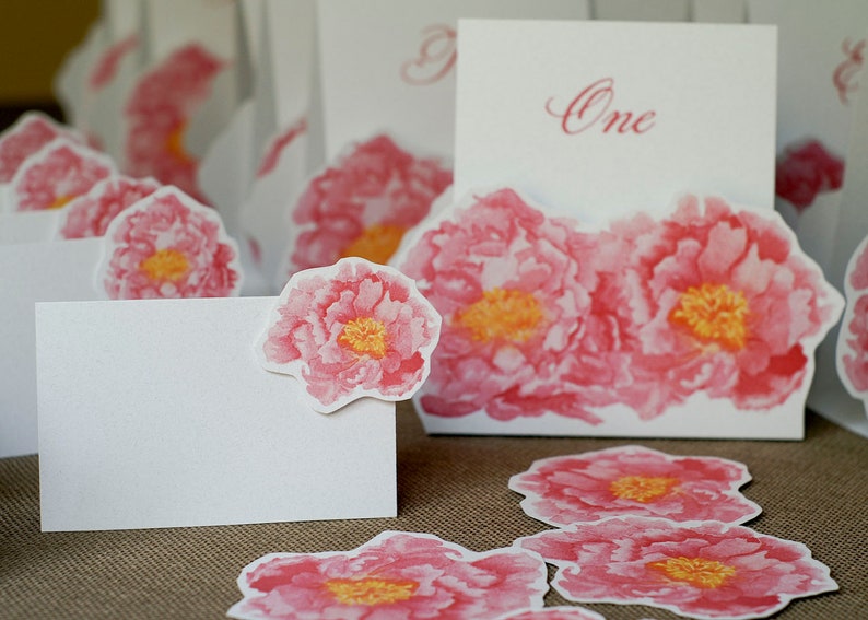 Peony Place cards for events weddings parties and holiday entertaining