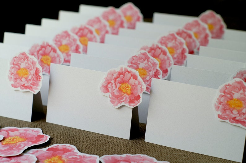 Peony Place cards for events weddings parties and holiday entertaining