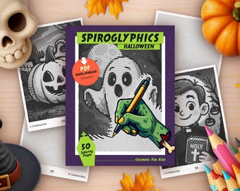 Spiroglyphes d'Halloween à colorier : 50 motifs en spirale effrayants (Feuilles d'exercices PDF)