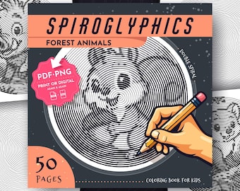 Forest Animals Spiroglyphics Coloring Book: 50 Hidden Spiral Pictures (PDF & PNG)