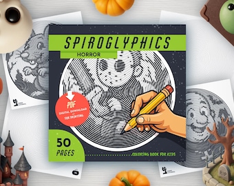 Coloriages spiroglyphes d'horreur pour enfants : 50 motifs en spirale relaxants (Fiches d'exercices PDF)