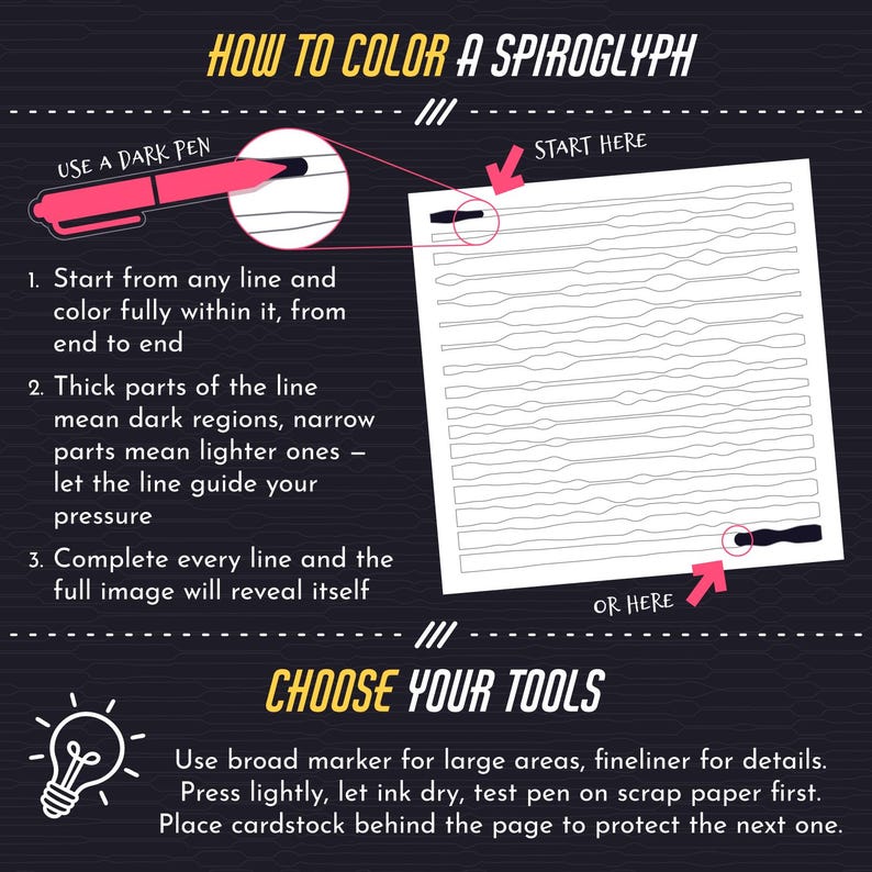 Lineglyphics Spooky Playtime Coloring Book: 50 Hidden Spiral Pictures (PDF & PNG) image 2