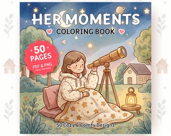 Her Moments Coloring Book | 50 Cozy & Comfy Designs for Women and Teens (PDF Download)