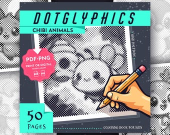 Dotglyphics Chibi Animals Coloring Pages For Kids: 50 Relaxing Spiral Patterns (PDF Worksheets)