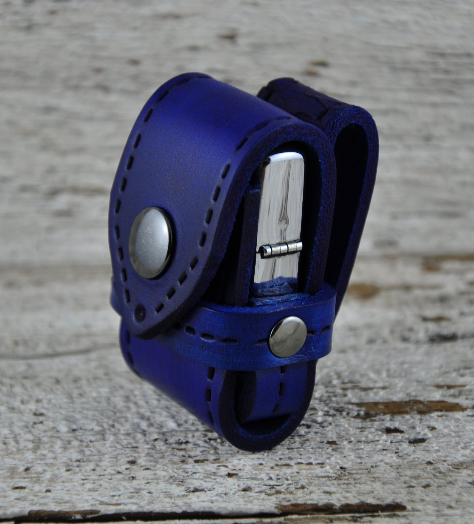 Zippo Lighter Denim Blue Leather Belt Case Etsy