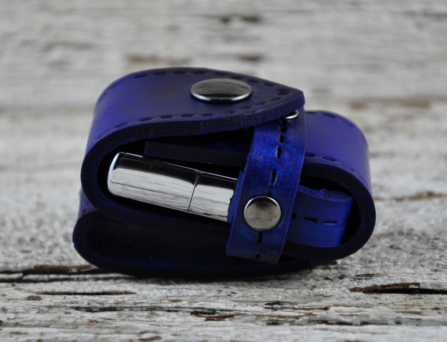 Zippo Lighter Denim Blue Leather Belt Case Etsy