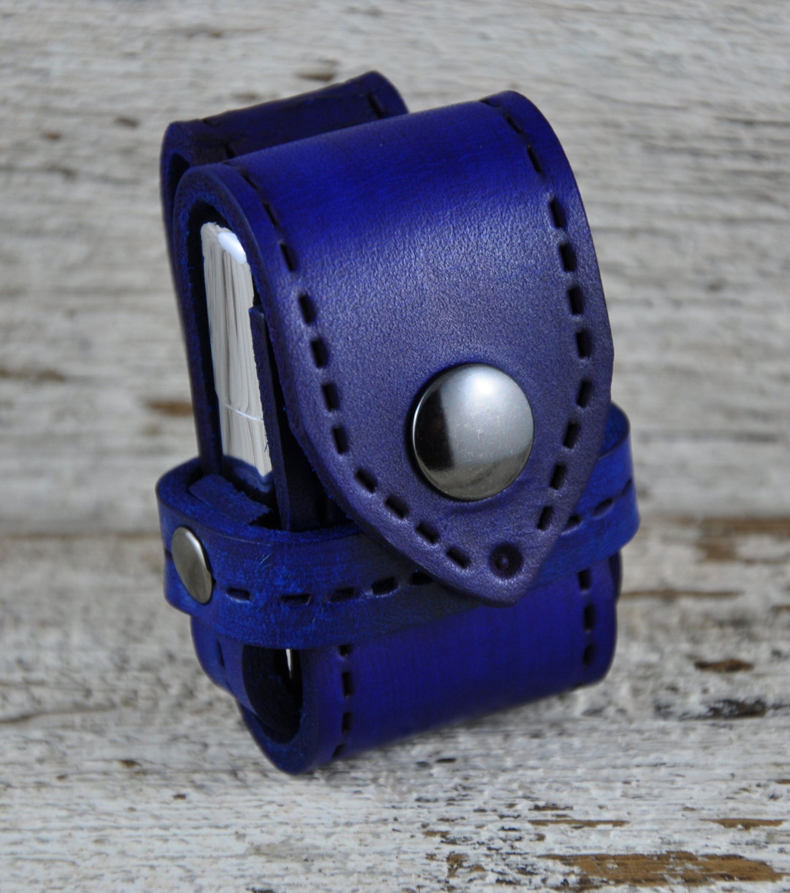 Zippo Lighter Denim Blue Leather Belt Case Etsy