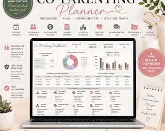 Co Parenting Planner | Google Sheets Co Parenting Template | Custody Schedule & Child Support Tracker | Shared Expenses | Visitation Planner