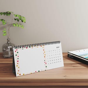 2025 Desktop Calendar with Heart Design, Cute Office Decor, Personalized Gifts, Monthly Planner, Yearly Planner, Love-Themed Calendar