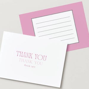 Cartes de remerciement roses et blanches