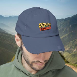 Hiking Is My Therapy Hat - Outdoorsy Dad Hat, Adventure Cap, Nature Lover Gift, Hiker Hat, Camping Baseball Cap