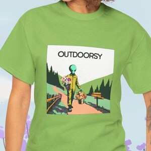 Retro Alien Hiking Shirt, Outdoorsy Graphic Tee, Mountain Adventure Apparel