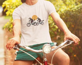 Raccoon Bicycle T-Shirt: Funny Animal Graphic Tee, Gift for cyclist