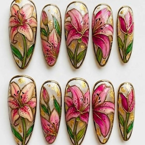 Pink Lily Nails - Etsy