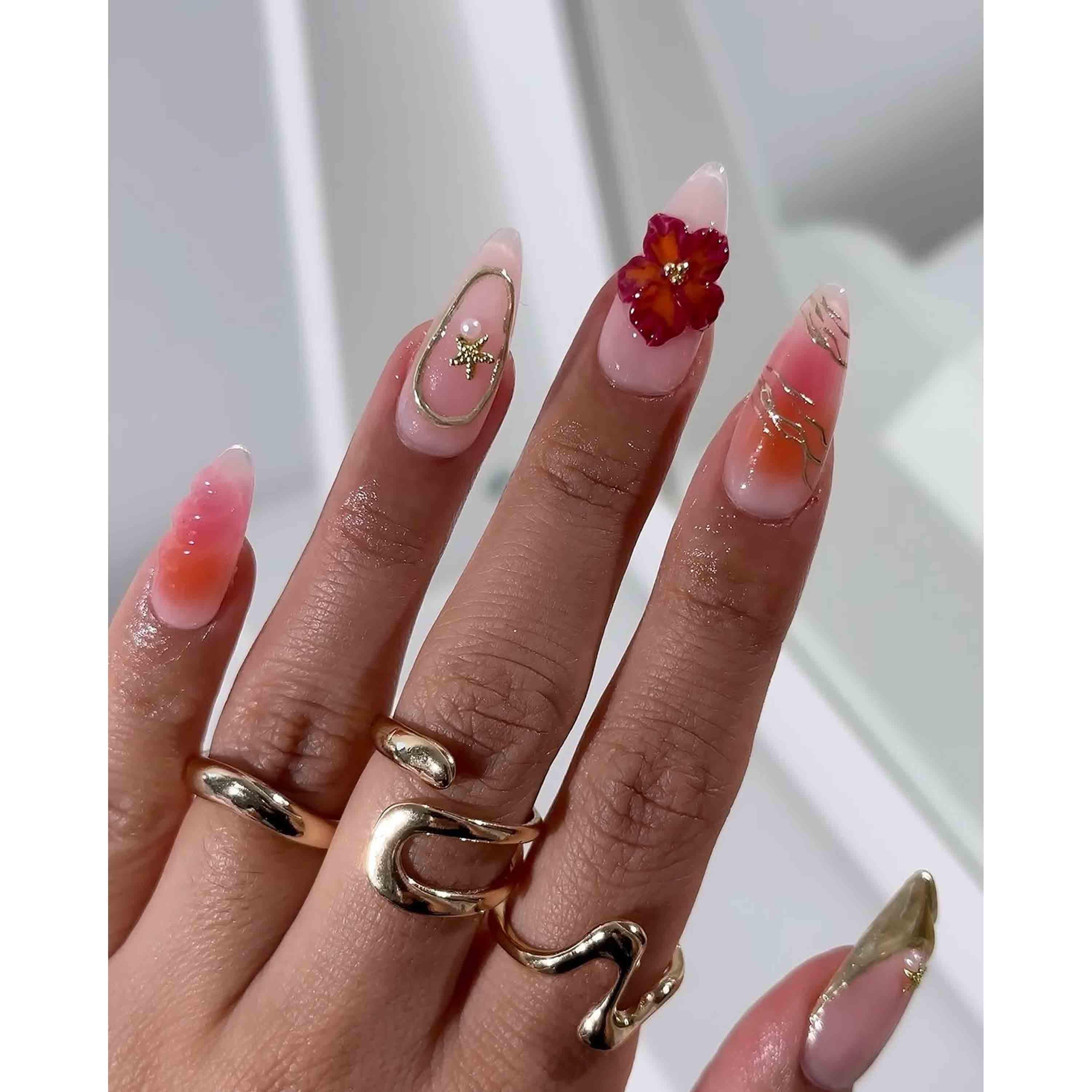 Pier Sunset Nautical Nail Sets – Beach Vibes, Ready to Wear