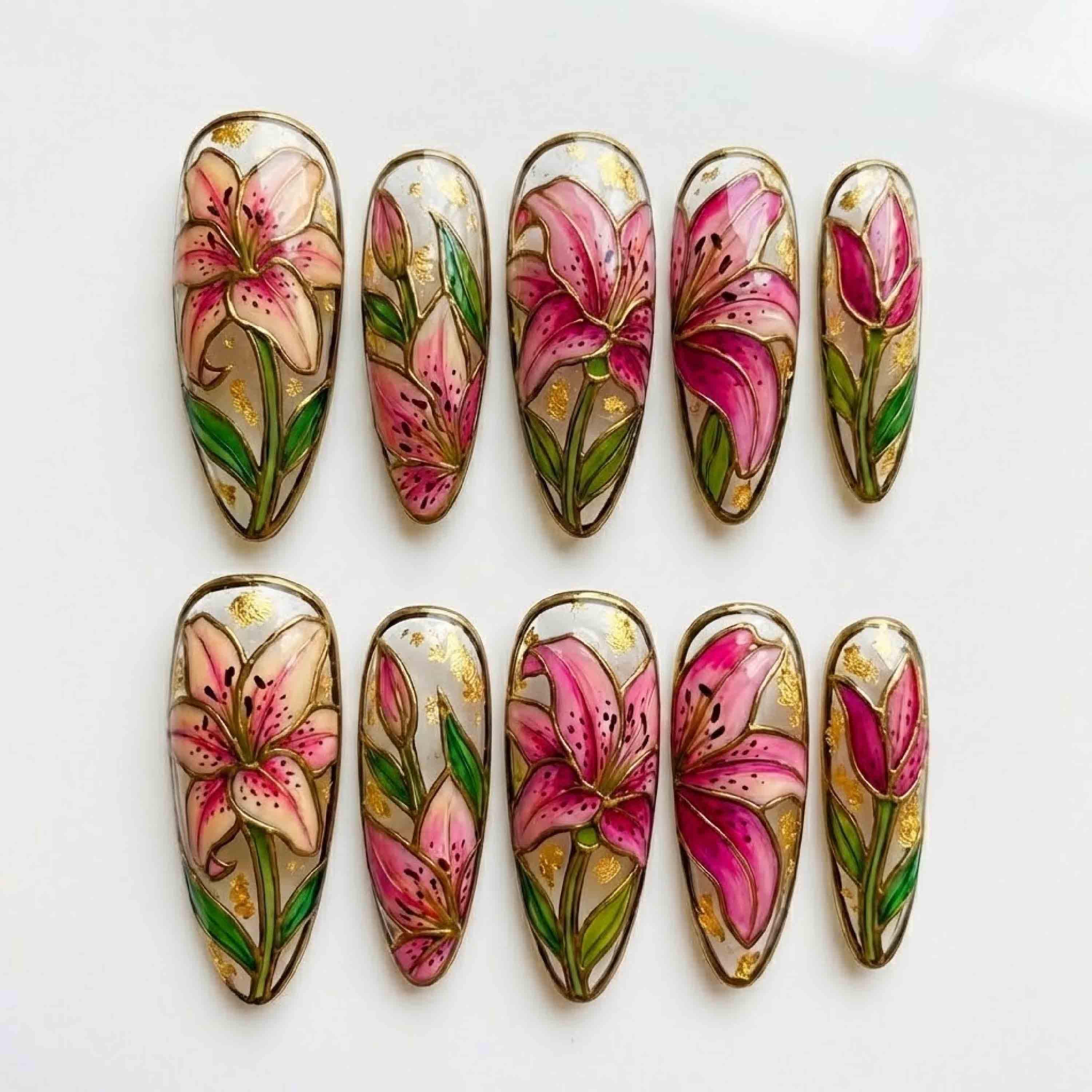 Pink Lily Nails - Etsy