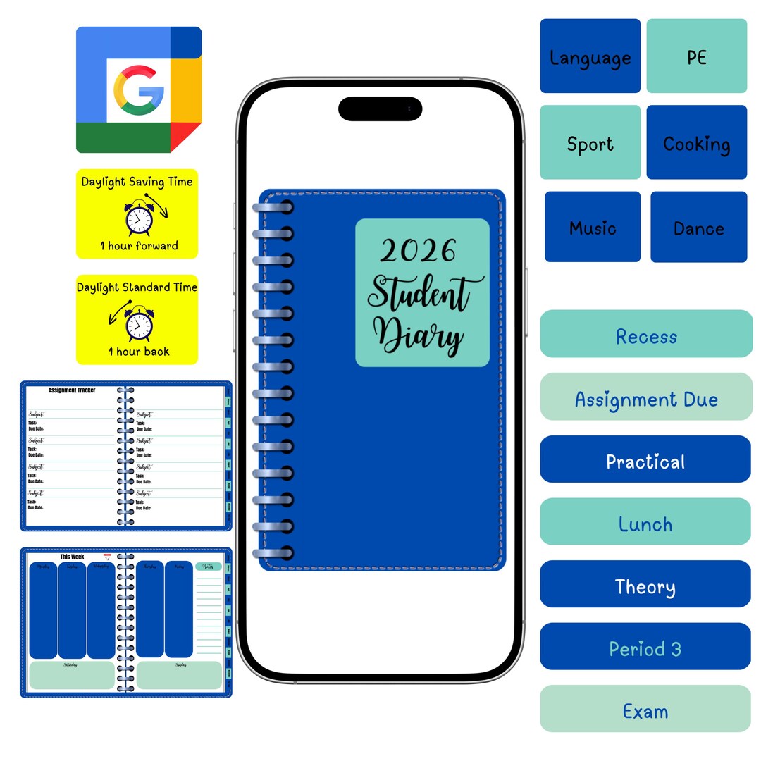 2026 Student Diary Digital Planner | Study Planner PDF | University ...