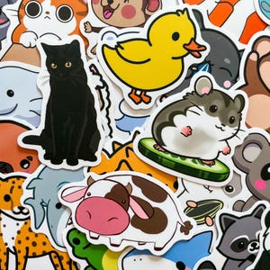 50 Random Cat Stickers, Kawaii Stickers, Journaling Stickers, Anime Stickers, Funny Waterproof Decals, Cute Vinyl Stickers Pack for Laptop