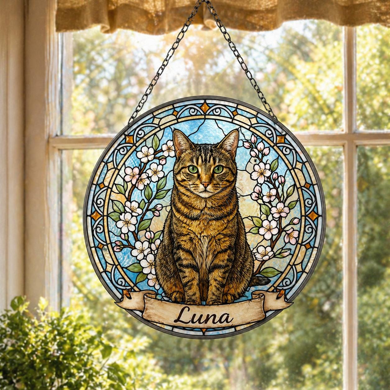 ステンドグラスの猫 - Etsy 日本