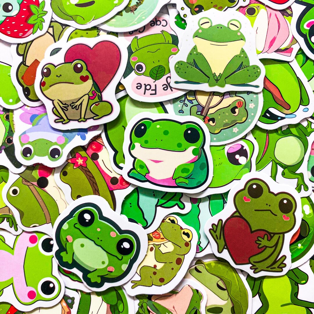 50 Random Cute Frog Stickers Pack, Funny Meme Vinyl Stickers for Laptop ...