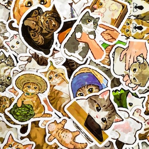 50 Random Cat Stickers, Cute Kawaii Pack, Funny Stickers, Waterproof Stickers, Cartoon Kitty Decals, Laptop Decoration Set