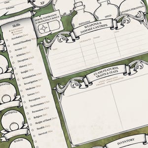 DND Character Sheets Wet Erase Plastic. Dungeon and Dragons 5e and 2024 Edition Accessories and Gift for Players and DM.