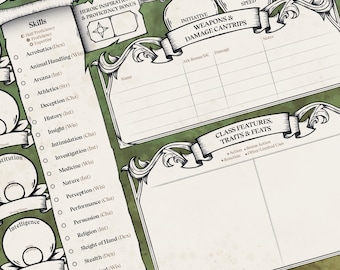 DND Character Sheets Wet Erase Plastic. Dungeon and Dragons 5e and 2024 Edition Accessories and Gift for Players and DM.