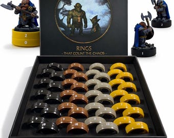 DnD Numbered Status Rings. Indicate larger groups, distinguish identical miniatures, track initiative and spell durations.