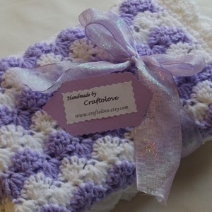 Crochet baby blanket Baby Girl blanket Lavender Waves Car seat/Stroller/Travel blanket Baby girl shower gift Baby blanket image 1