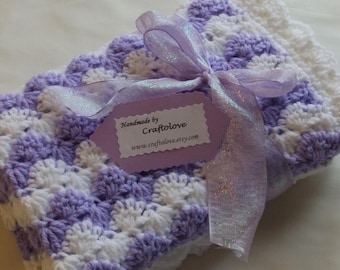 Crochet baby blanket - Baby Girl blanket Lavender Waves Car seat/Stroller/Travel blanket- Baby girl shower gift- Baby blanket