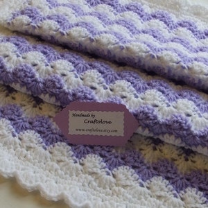 Crochet baby blanket Baby Girl blanket Lavender Waves Car seat/Stroller/Travel blanket Baby girl shower gift Baby blanket image 3