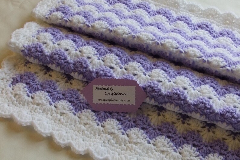 Crochet baby blanket Baby Girl blanket Lavender Waves Car seat/Stroller/Travel blanket Baby girl shower gift Baby blanket image 3