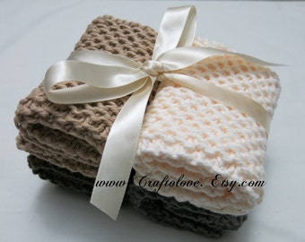 Knit washcloths - Baby wash cloths - 100% cotton washcloths - Spa cloth- Knit dishcloth- Cotton dishcloth- New home Housewarming gift