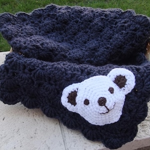 Baby Boy Blanket - Crochet baby blanket Navy Blue Polar Bear Stroller/Travel/Car seat boy blanket- Baby boy shower gift- Baby blanket
