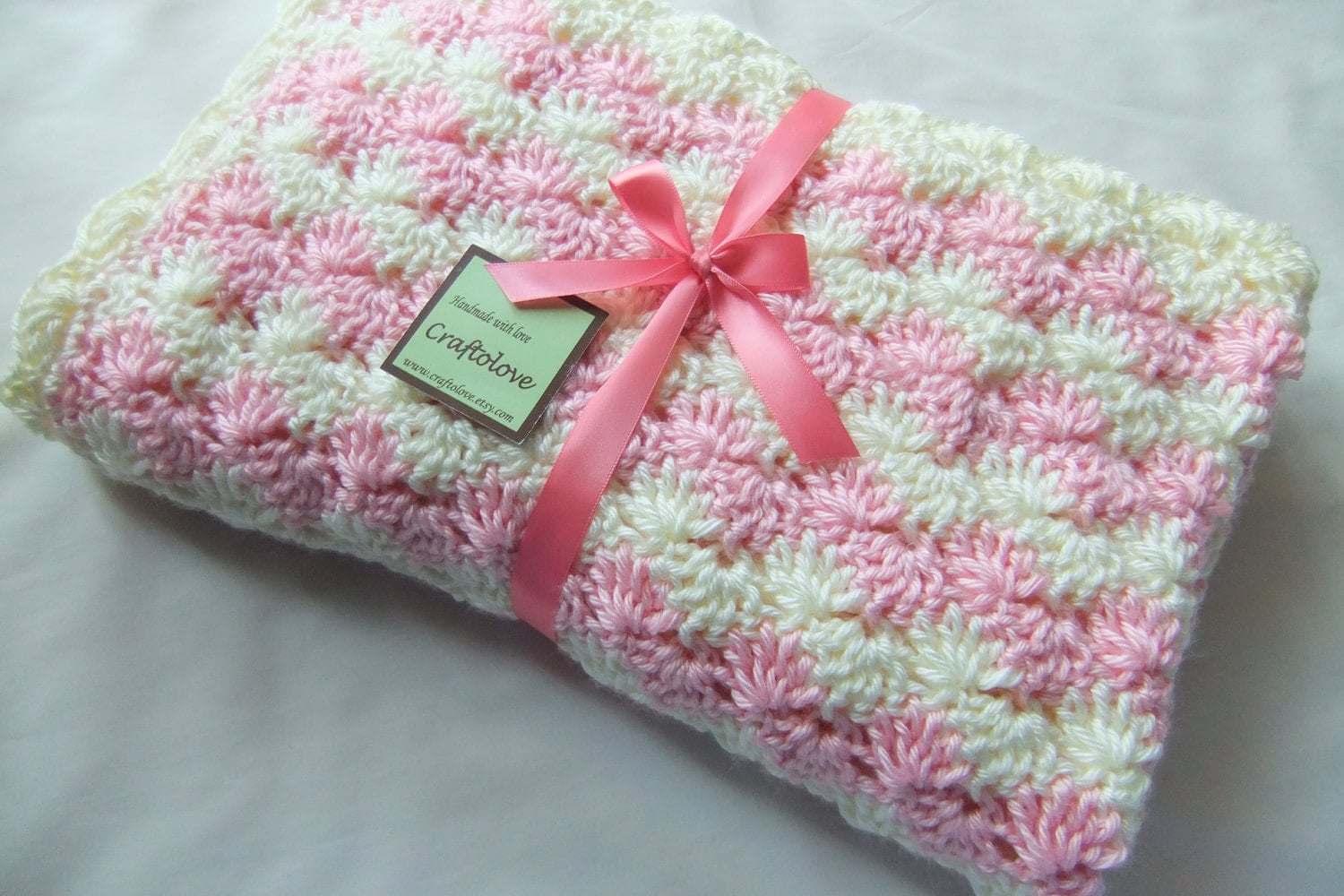 Baby Girl Blanket Crochet Baby Blanket Crib Size Antiqute White and