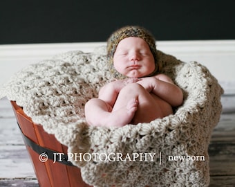 Baby blanket - Crochet baby blanket - Baby Boy Blanket - Baby Girl Blanket - Unisex baby blanket - Crib size Natural Oatmeal Shells blanket