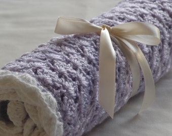 Baby Girl blanket - Crochet baby blanket Lovely Lilac Stroller/Travel/Car seat blanket- Baby girl shower gift- Baby blanket girl